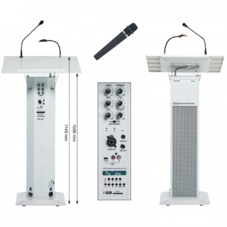 Pupitre amplifié avec col de cygne + 1 micro sans fil Pupitre amplifié avec col de cygne + 1 micro sans fil