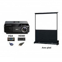 Pack Video-Projecteur + ecran 2m x 2m