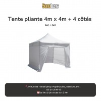 Location tente pliante 4m x 4m + 4 côtés