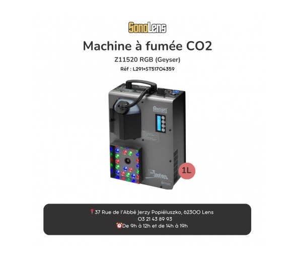Location Machine à Fumée type Geyser Z1520 RGB(LED) + 1L liquide effet CO2