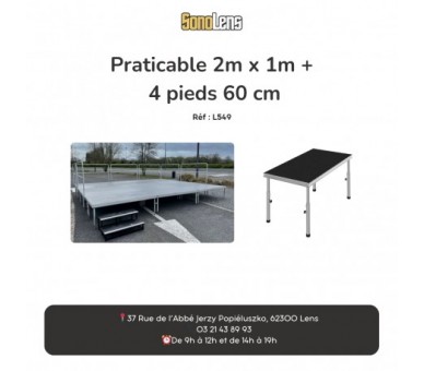 Location Praticable 2m x 1m + pieds 60cm
