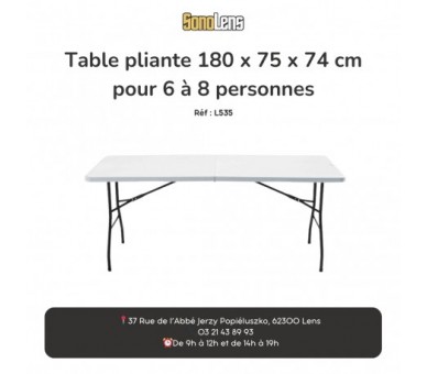 Location Table Pliante 6/8 Personnes