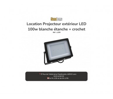 Location Projecteur extérieur LED 100w blanche étanche + crochet