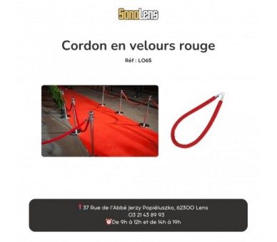 Location Cordon en velours rouge pour poteau de guidage
