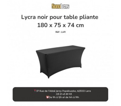 Location lycra noir pour table pliante 180 x 75 x 74